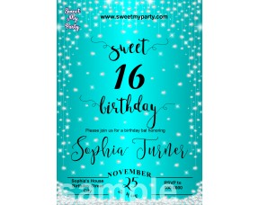 Turquoise Diamonds Sweet 16 Invitations,Turquoise Sparkle Diamonds Quinceanera Invitations,(015swee)